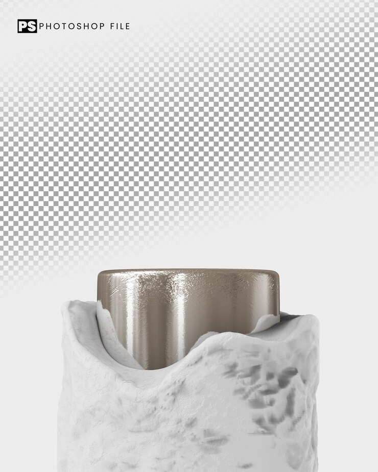 PSD podio de metal de hierro sobre fondo transparente para visualización de productos 3d render