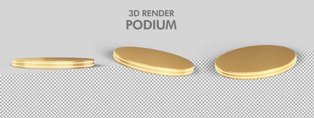 Podio metálico dorado de renderizado 3D
