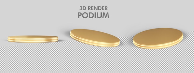 Podio metálico dorado de renderizado 3d