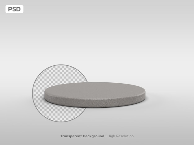 Podio minimalista realista para exhibición de productos. escena transparente de textura de cuero gris.