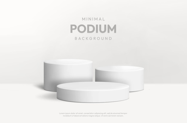 Pódio mínimo branco 3D fundo realista Pódio produto exibição longa