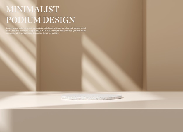 Podio mínimo para exhibición de productos, soporte, pedestal, estudio, fondo de color marrón, renderización 3D