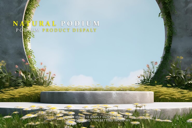 PSD podio natural para la exhibición de productos modelo de exhibición de escenario para la presentación de productos de exhibición