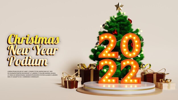 PODIO DE NEÓN DE LUJO DE AÑO NUEVO DE NAVIDAD