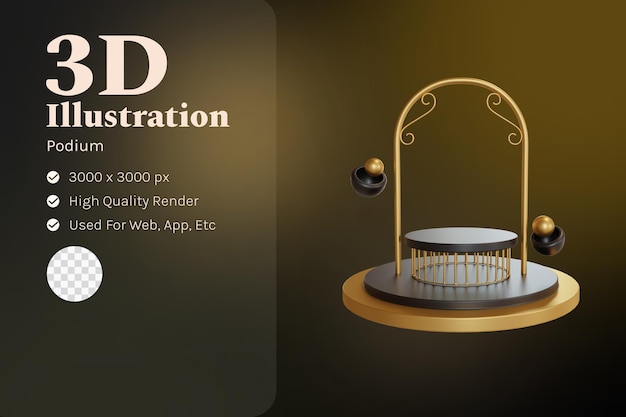 Podio de objetos de ilustración 3d