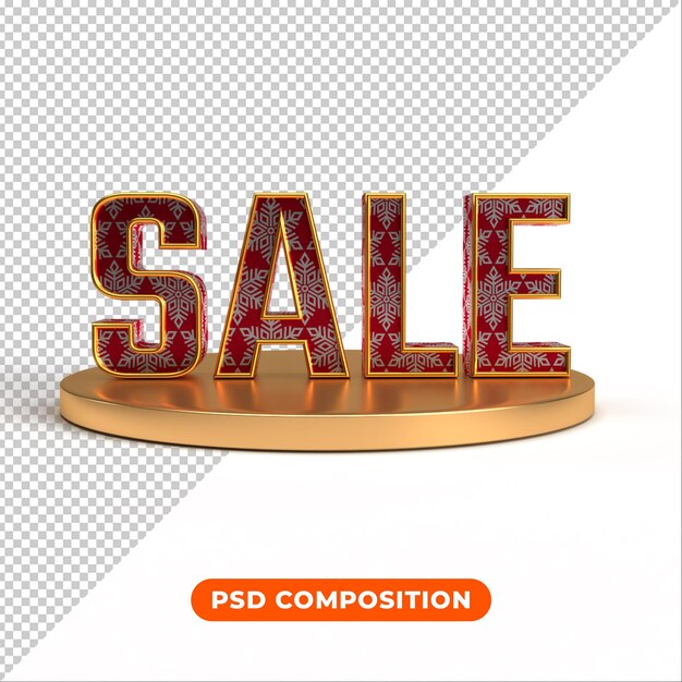 Podio de oro con texto de venta 3d