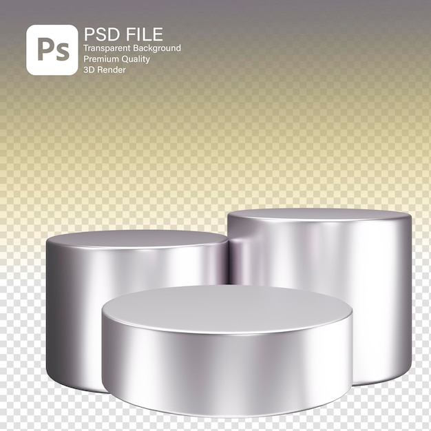 El podio plateado de renderización 3D