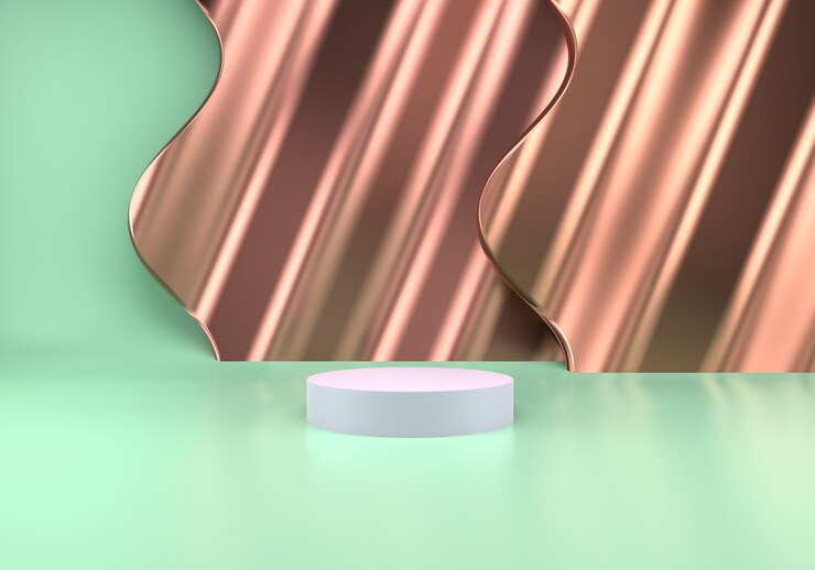 PSD podio de producto en representación por etapas del concepto de geometría mínima abstracta