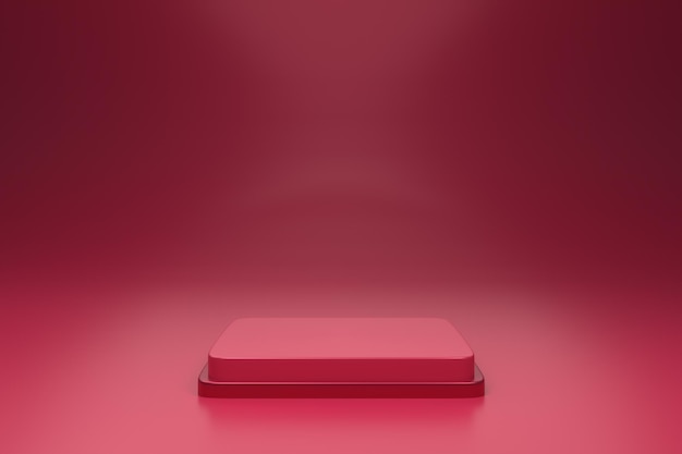 PSD podio de producto simple, diseño para un soporte de exhibición, renderizado 3d. viva color magenta del año 2023