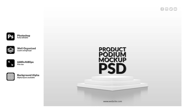 PSD podio realista 3d para presentación de producto premium psd