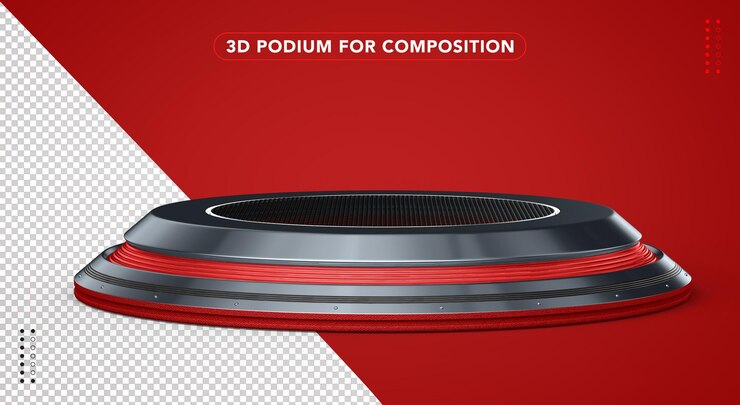PSD pódio realista vermelho em renderização 3d