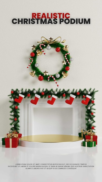 PÓDIO REALISTIC NATAL INTERIOR COM LAREIRA