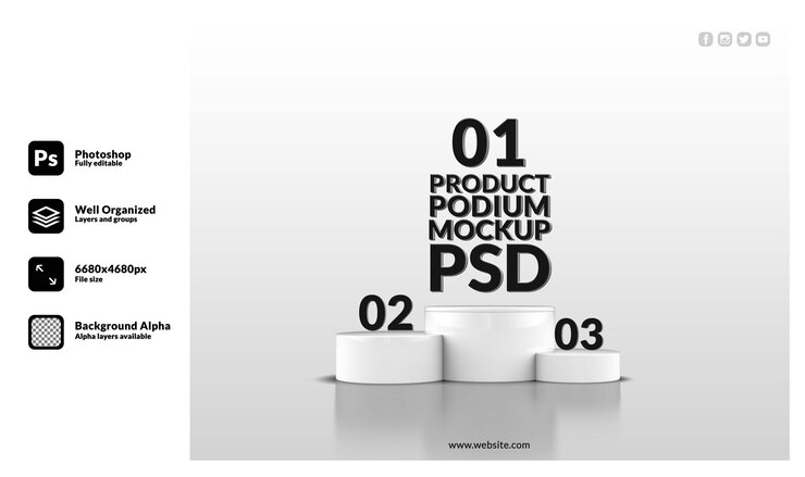 Podio realistico 3d per la presentazione del prodotto Psd Premium