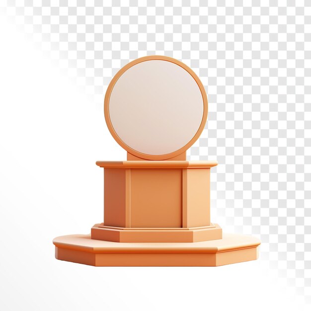 un podio renderizado en 3D con un fondo en blanco en 3D