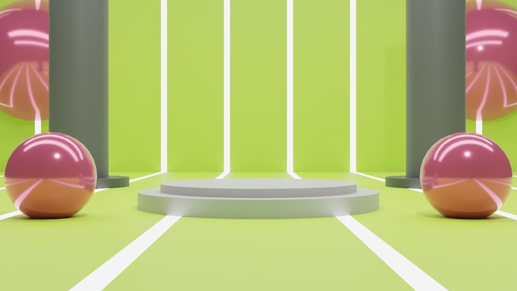 PSD podio de renderizado 3d moderno blanco sobre fondo verde