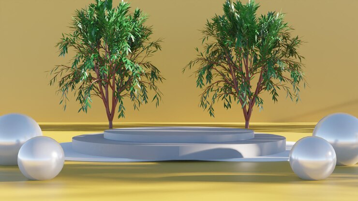 PSD podio de renderizado 3d simple sobre fondo naranja diseño realista