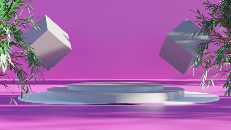 PSD podio de renderizado 3d simple sobre fondo rosa diseño realista