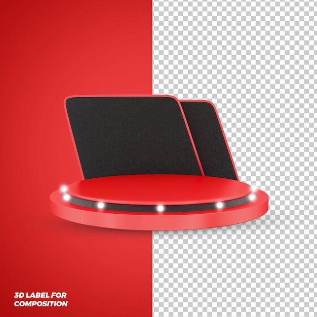 PSD podio rojo 3d render