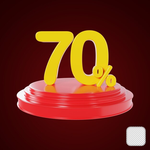 Podio rojo descuento 70 por ciento de descuento ilustración 3d