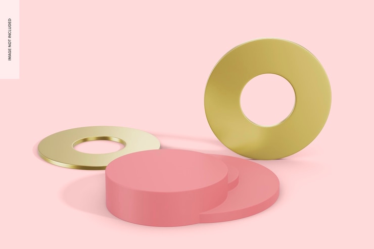 PSD pódio rosa com modelo de pano de fundo de anel, perspectiva