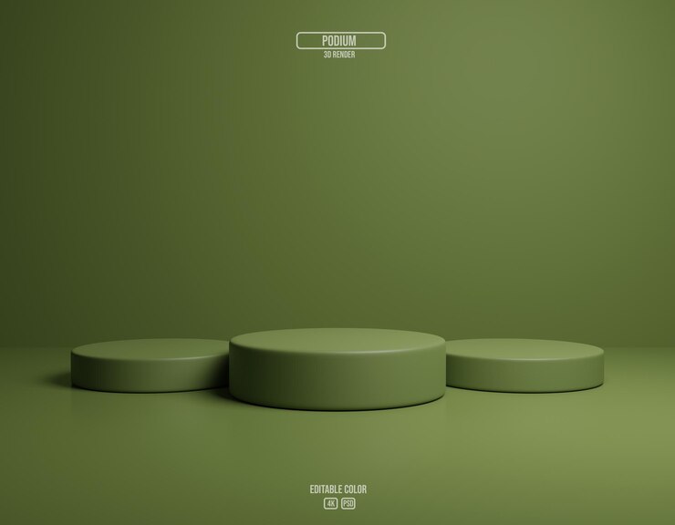 Podio sfondo realistico rendering piattaforma rotonda verde muschio