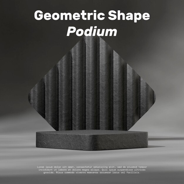 podio testurizzato in ceramica nera in parete curva nera quadrata immagine di rendering 3d mockup vuoto