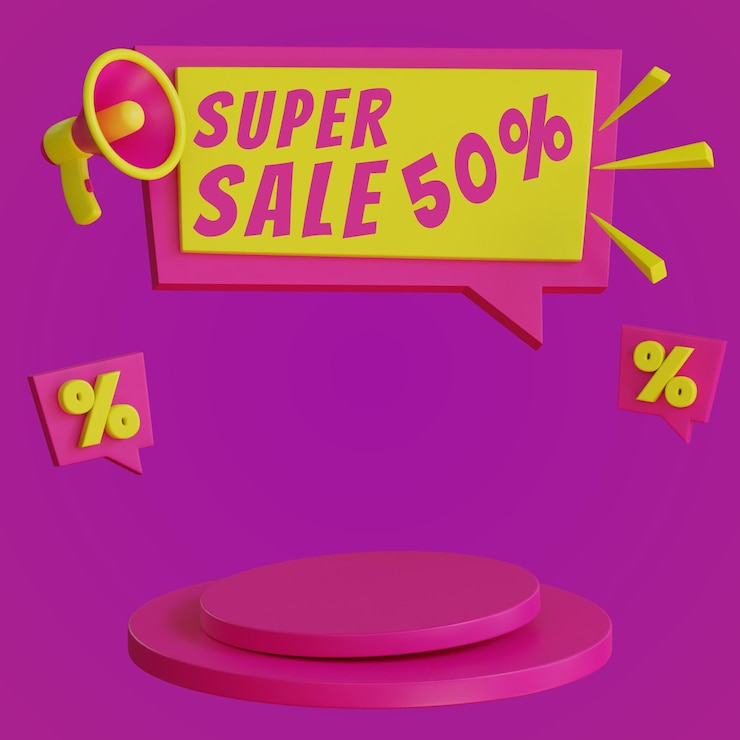 PSD podio de venta de descuento colorido