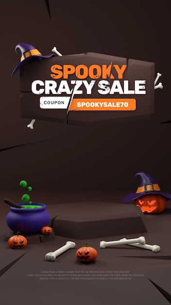 Podio de venta de descuento de promoción de halloween 3d