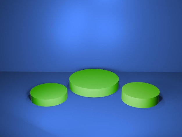 Podio verde sobre un fondo azul