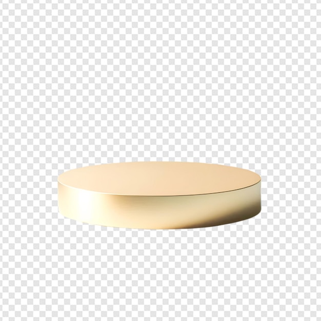 Podios dorados redondos renderizados en 3D para la visualización de productos sobre un fondo transparente