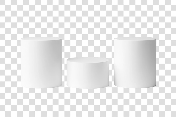 PSD podios de pedestal de cilindro de png con fondo minimalista blanco