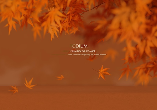 Podium 3D d'automne avec effet de superposition d'ombres pour la présentation du produit 3Drendering