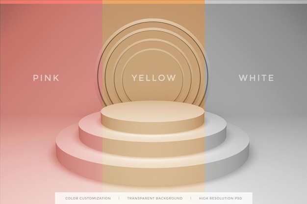 PSD podium 3d rendern mit hintergrundringen