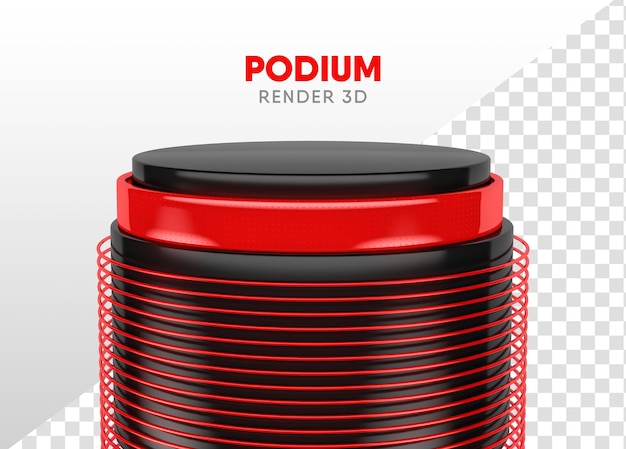 Podium 3d rendert realistisches schwarz und rot für die komposition