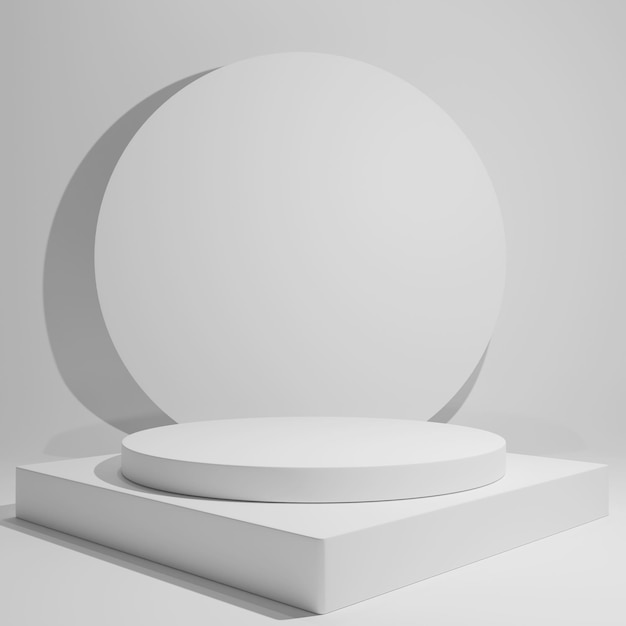 Podium abstrait blanc géométrique 3d pour le placement de produit avec fond circulaire et couleur modifiable