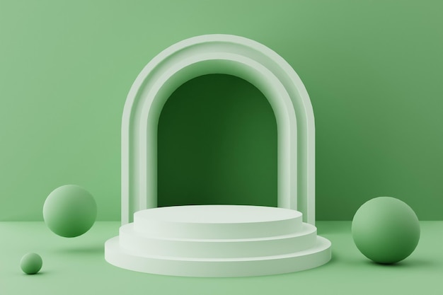 Podium d'affichage 3D vert avec boule pour la scène de présentation du produit
