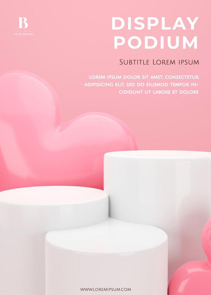 Podium d'affichage de la Saint-Valentin minimal pour la toile de fond du produit. rendu 3d.
