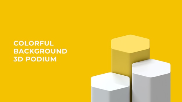 Podium avant hexagonal 3D avec fond coloré