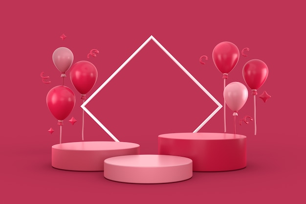 PSD podium avec ballons couleur de l'année 2023 illustration 3d