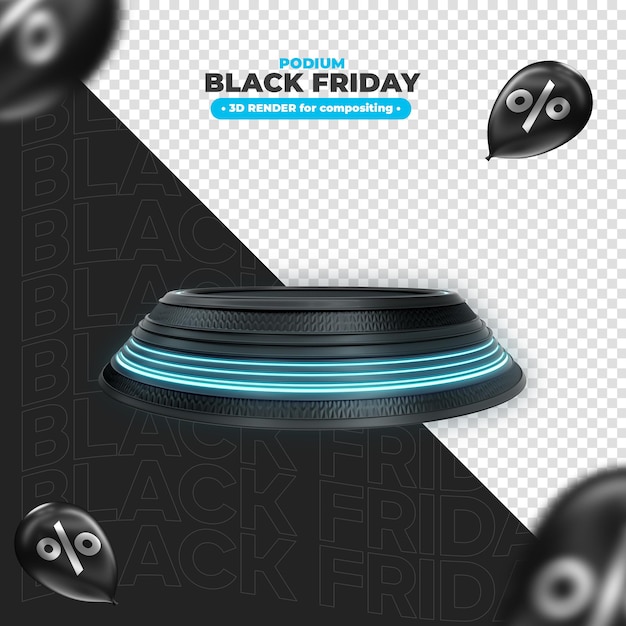 Podium black friday 3d-rendering für die komposition