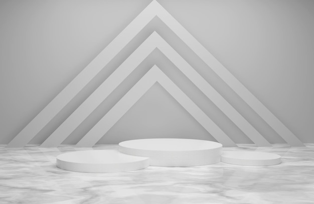 PSD podium blanc 3d avec fond abstrait blanc