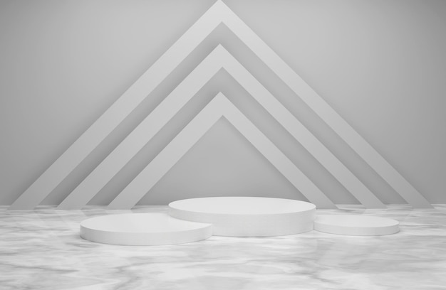 Podium Blanc 3d Avec Fond Abstrait Blanc