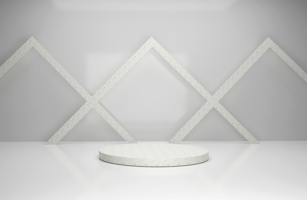 PSD podium blanc 3d avec fond abstrait blanc