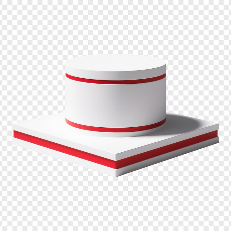 PSD podium blanc avec des accents rouges pour l'affichage des produits