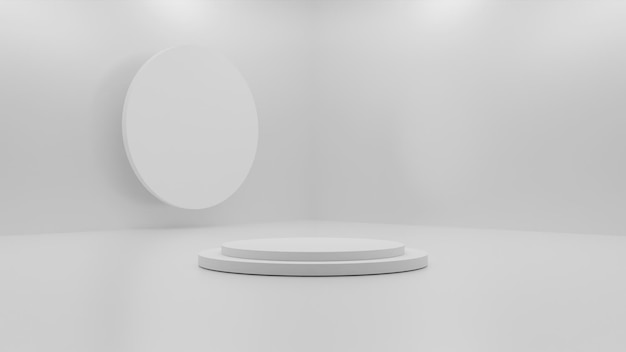 PSD podium blanc minimaliste de rendu 3d sur fond blanc