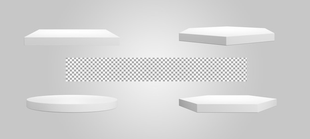 PSD podium blanc, plate-forme de piédestal, présentation de produits cosmétiques sur fond transparent. rendu 3d