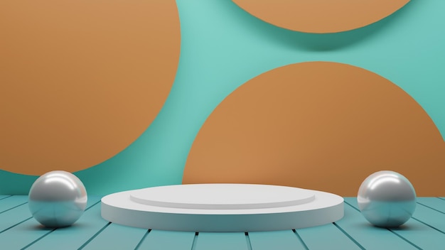 Podium blanc de rendu 3D sur fond de cercle