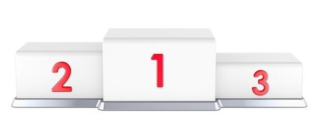 Le podium blanc des vainqueurs est isolé sur un fond transparent.