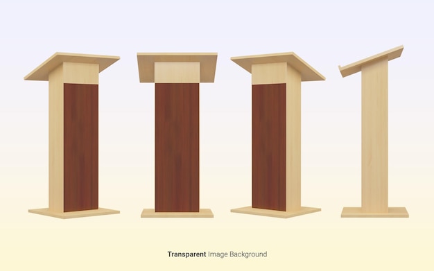 PSD podium en bois ou conférence de pupitre avec rendu 3d d'arrière-plan transparent isolé