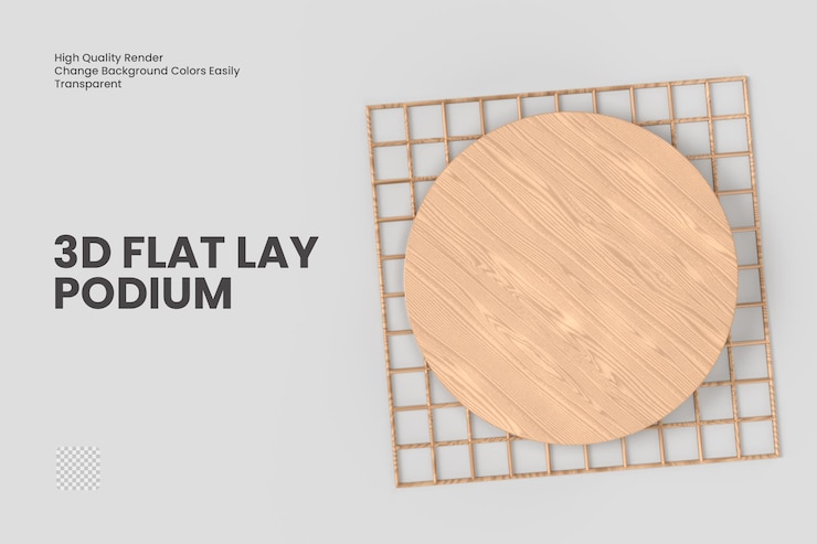 PSD podium en bois plat avec espace vide
